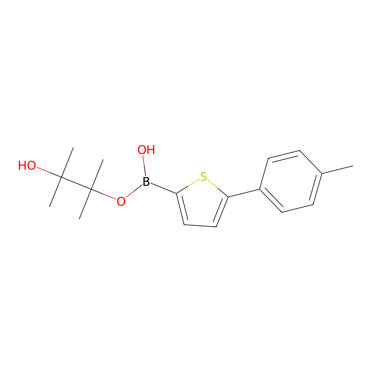 3-Hydroxy-2,3-dimethylbutan-2-yl hydrogen (5-(p-tolyl)thiophen-2-yl)boronate molecular structure, CAS 2223031-94-3