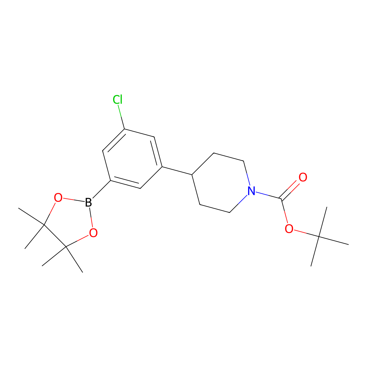 3-Chloro-5-(N-Boc-piperidin-4-yl)phenylboronic acid pinacol ester molecular structure, CAS 2223031-97-6