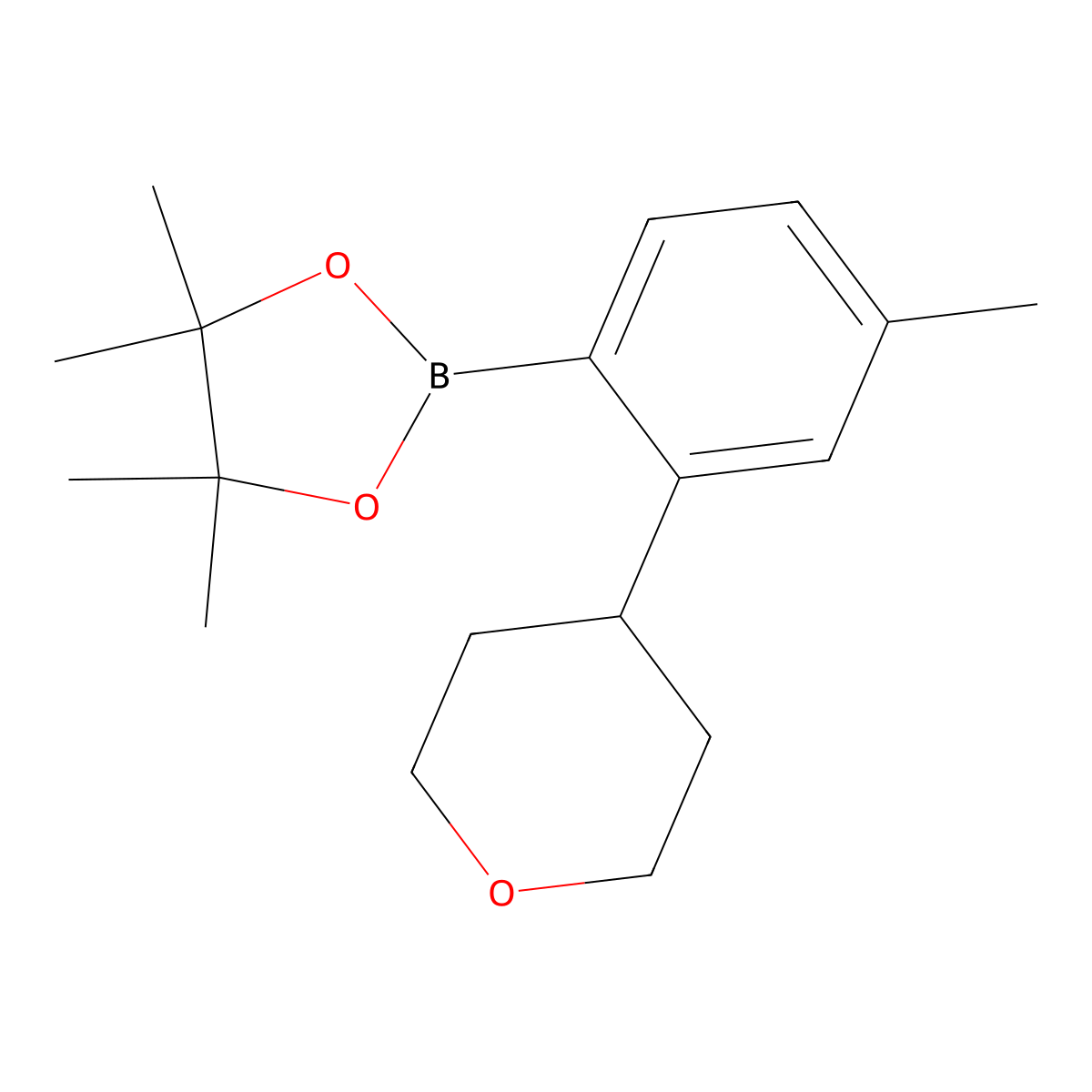 2-(Oxan-4-yl)-4-methylphenylboronic acid pinacol ester molecular structure, CAS 2223032-06-0