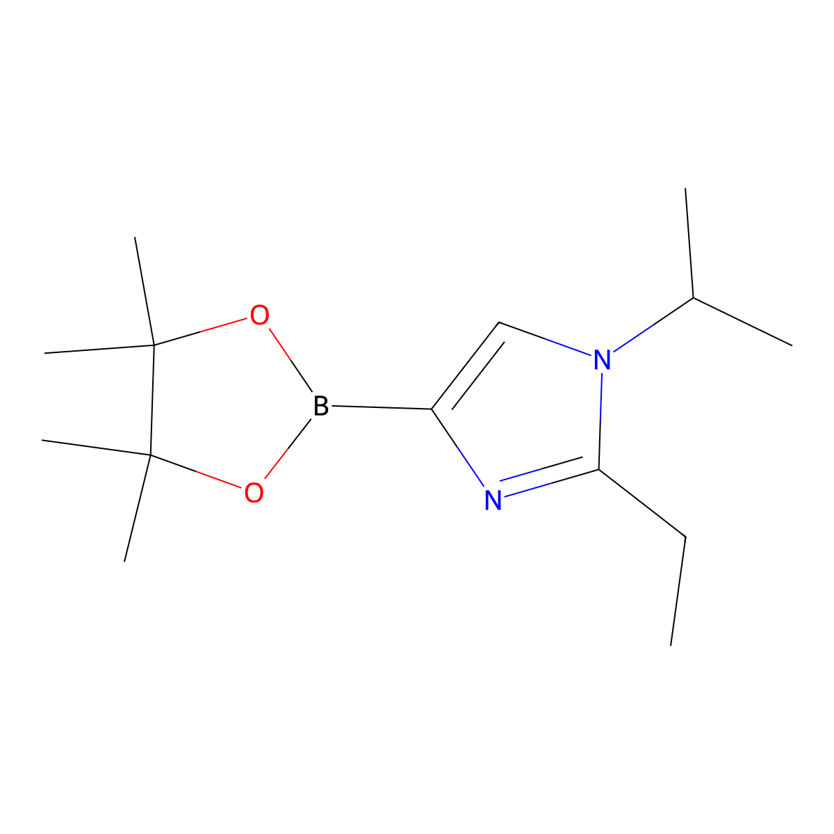 2-ethyl-1-isopropyl-4-(4,4,5,5-tetramethyl-1,3,2-dioxaborolan-2-yl)-1H-imidazole molecular structure, CAS 2223032-12-8