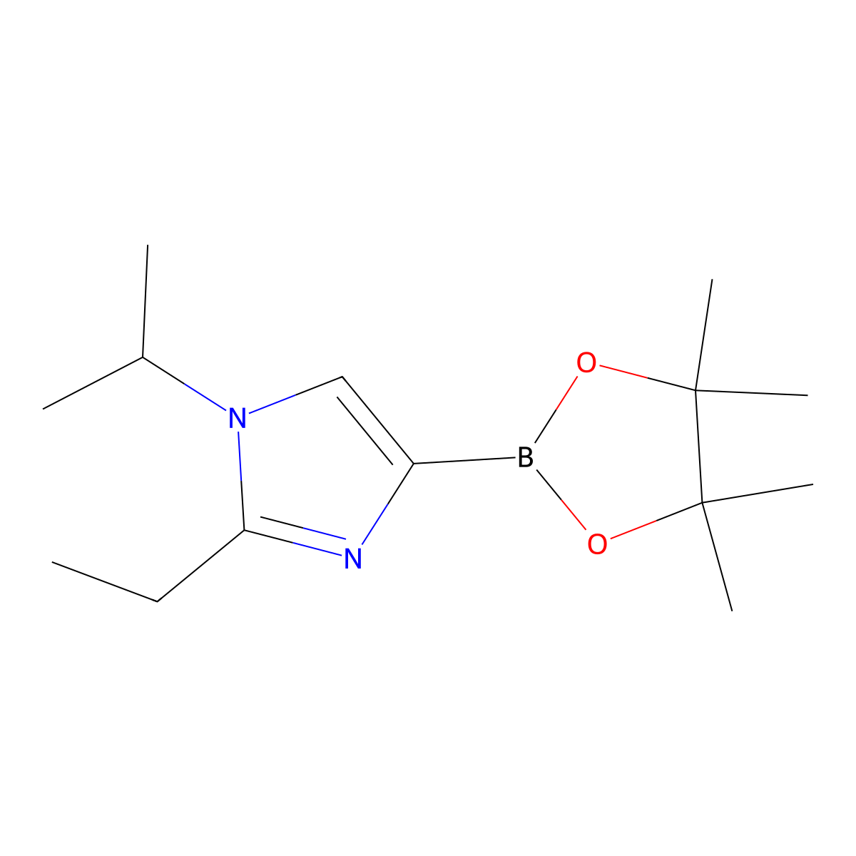 2-ethyl-1-isopropyl-4-(4,4,5,5-tetramethyl-1,3,2-dioxaborolan-2-yl)-1H-imidazole molecular structure, CAS 2223032-12-8