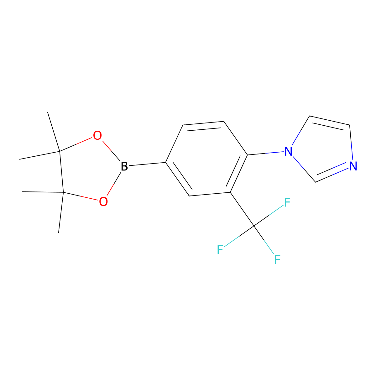 3-Trifluoromethyl-4-(imidazol-1-yl)phenylboronic acid pinacol ester molecular structure, CAS 2223032-32-2