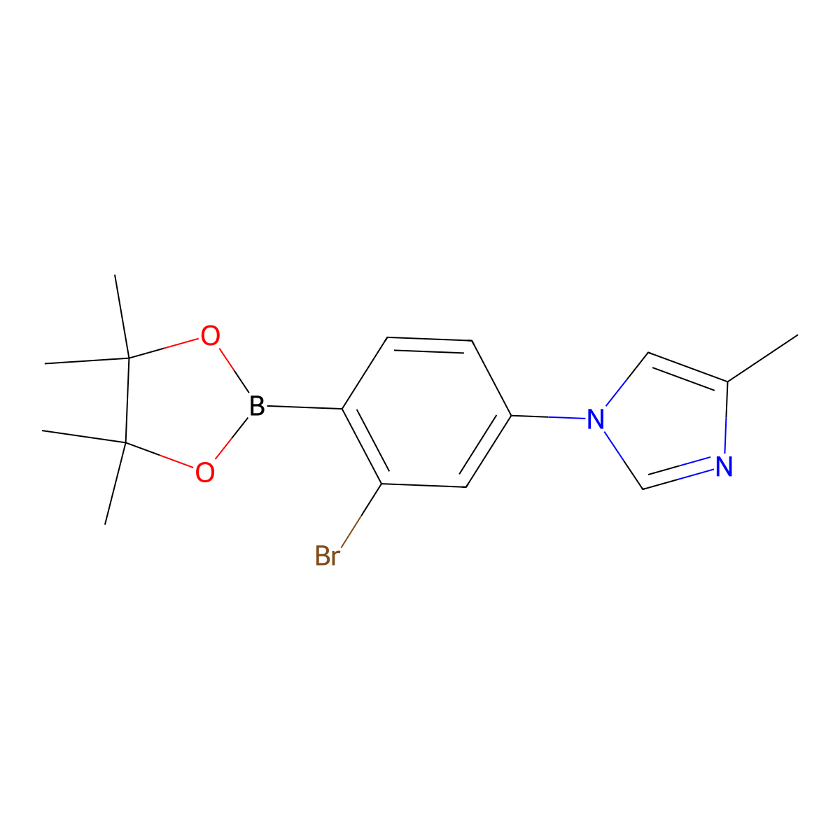 2-Bromo-4-(4-methylimidazol-1-yl)phenylboronic acid pinacol ester molecular structure, CAS 2223032-33-3