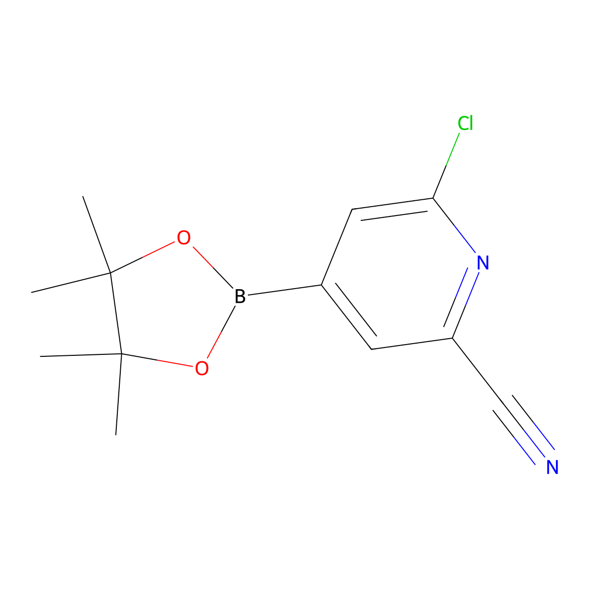 6-Chloro-4-(4,4,5,5-tetramethyl-1,3,2-dioxaborolan-2-YL)picolinonitrile molecular structure, CAS 2223032-34-4