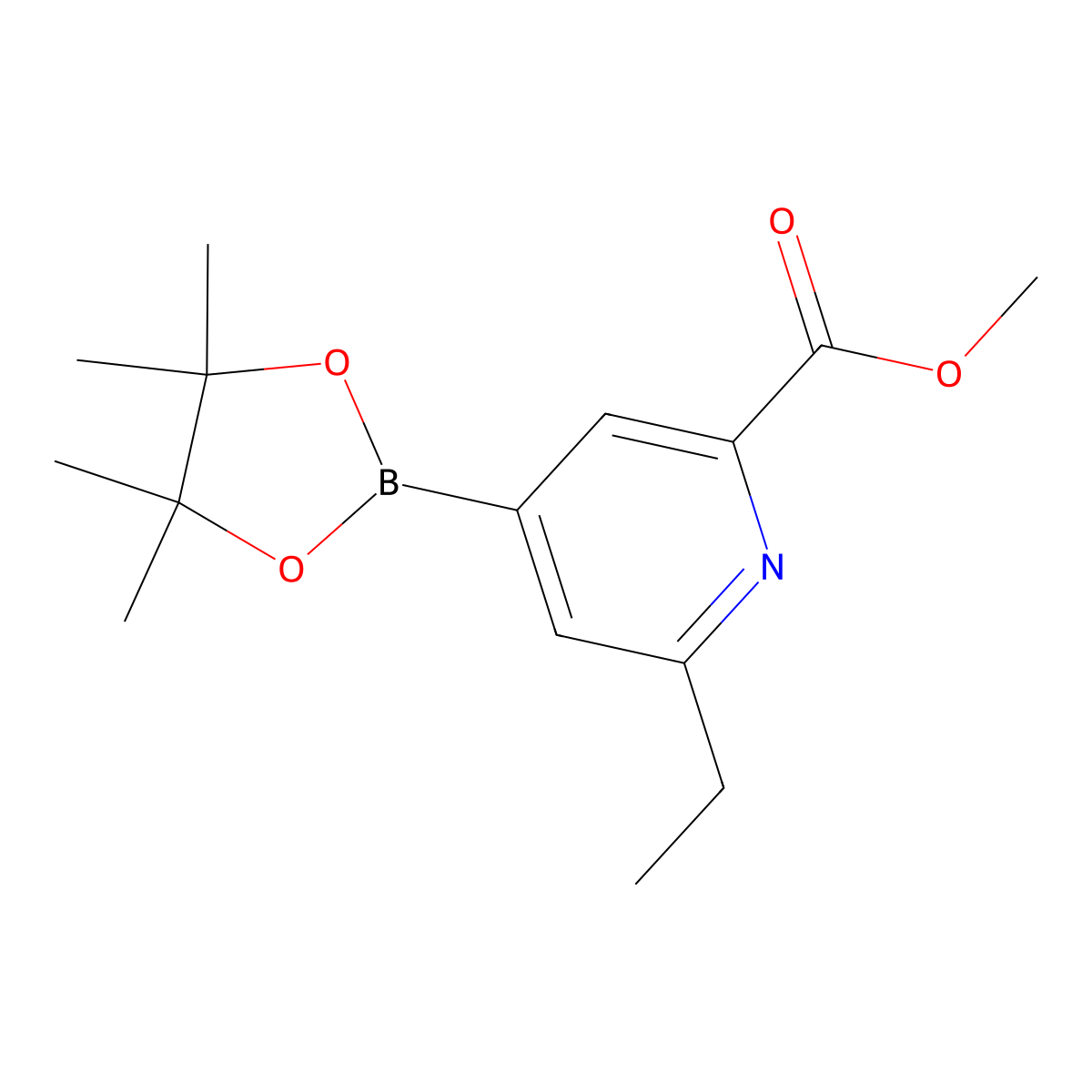 2-Ethyl-6-(methoxycarbonyl)pyridine-4-boronic acid pinacol ester molecular structure, CAS 2223032-37-7