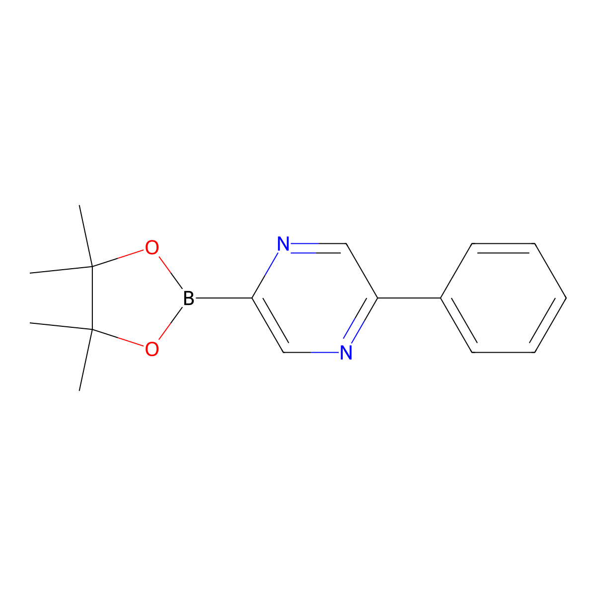 2-Phenyl-5-(4,4,5,5-tetramethyl-1,3,2-dioxaborolan-2-yl)pyrazine molecular structure, CAS 2223032-39-9