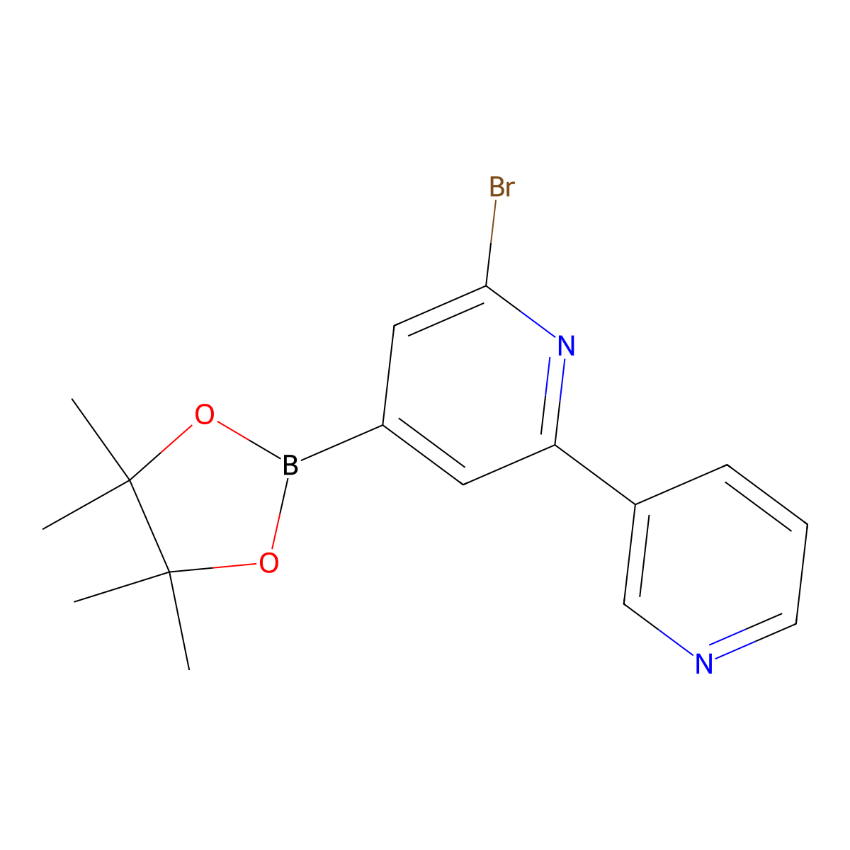 2-Bromo-6-(3-pyridyl)pyridine-4-boronic acid pinacol ester molecular structure, CAS 2223032-45-7