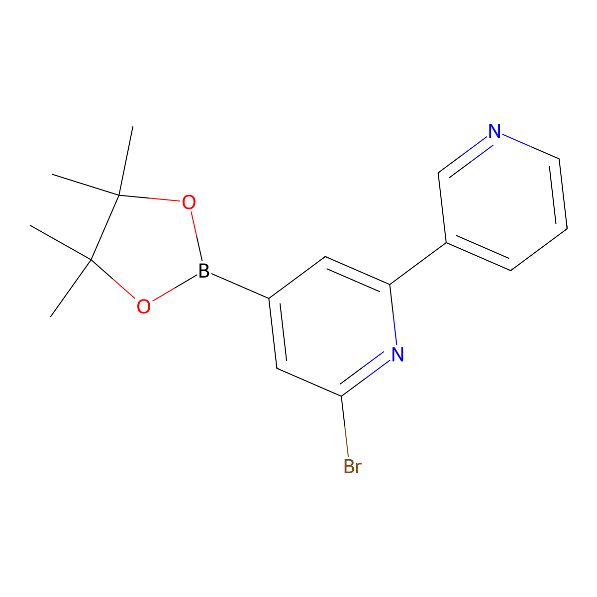 2-Bromo-6-(3-pyridyl)pyridine-4-boronic acid pinacol ester molecular structure, CAS 2223032-45-7
