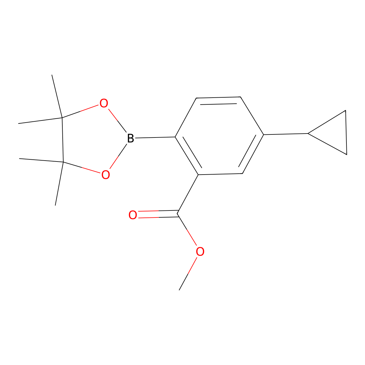 Methyl 5-cyclopropyl-2-(4,4,5,5-tetramethyl-1,3,2-dioxaborolan-2-yl)benzoate molecular structure, CAS 2223032-46-8