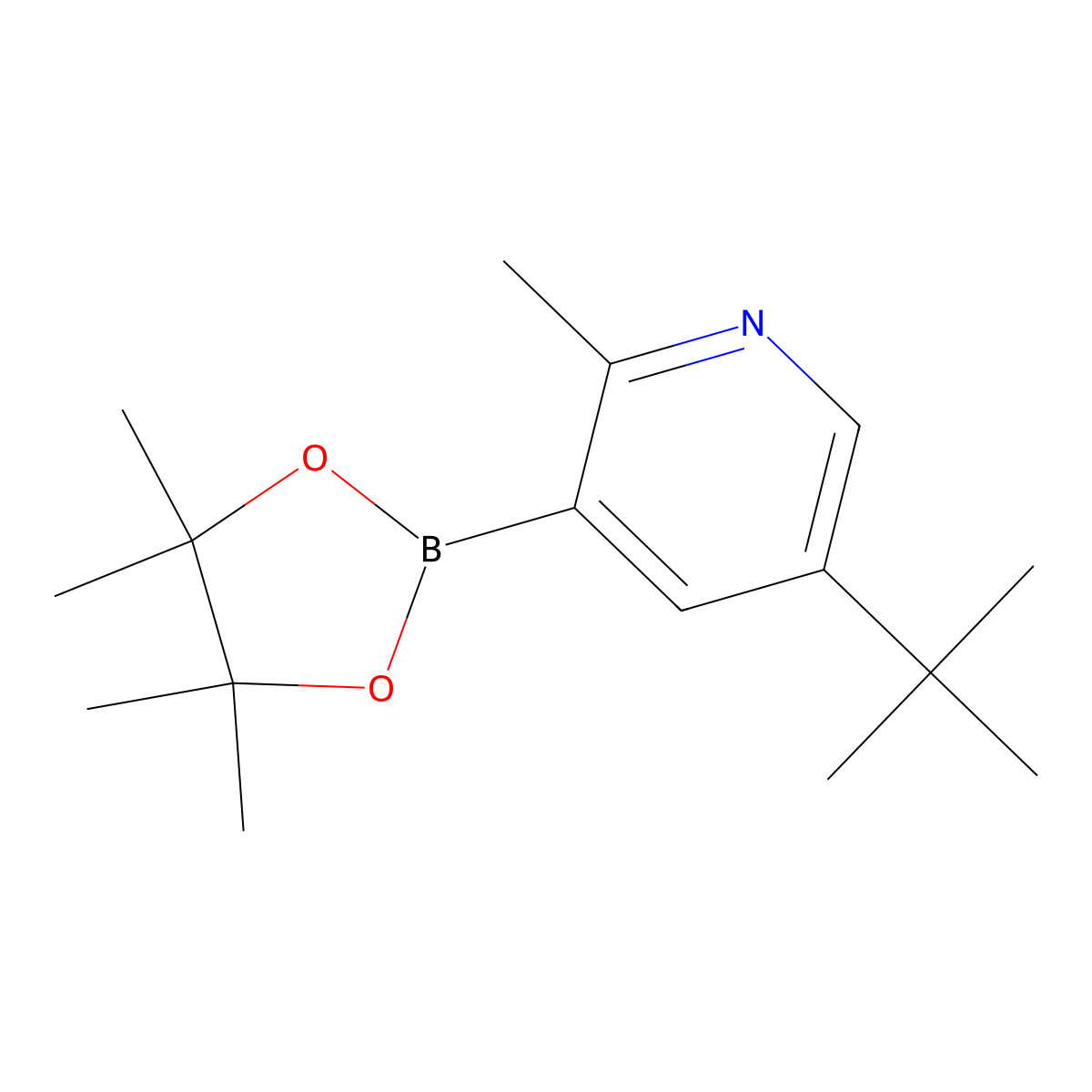 2-Methyl-5-(tert-butyl)pyridine-3-boronic acid pinacol ester molecular structure, CAS 2223032-87-7
