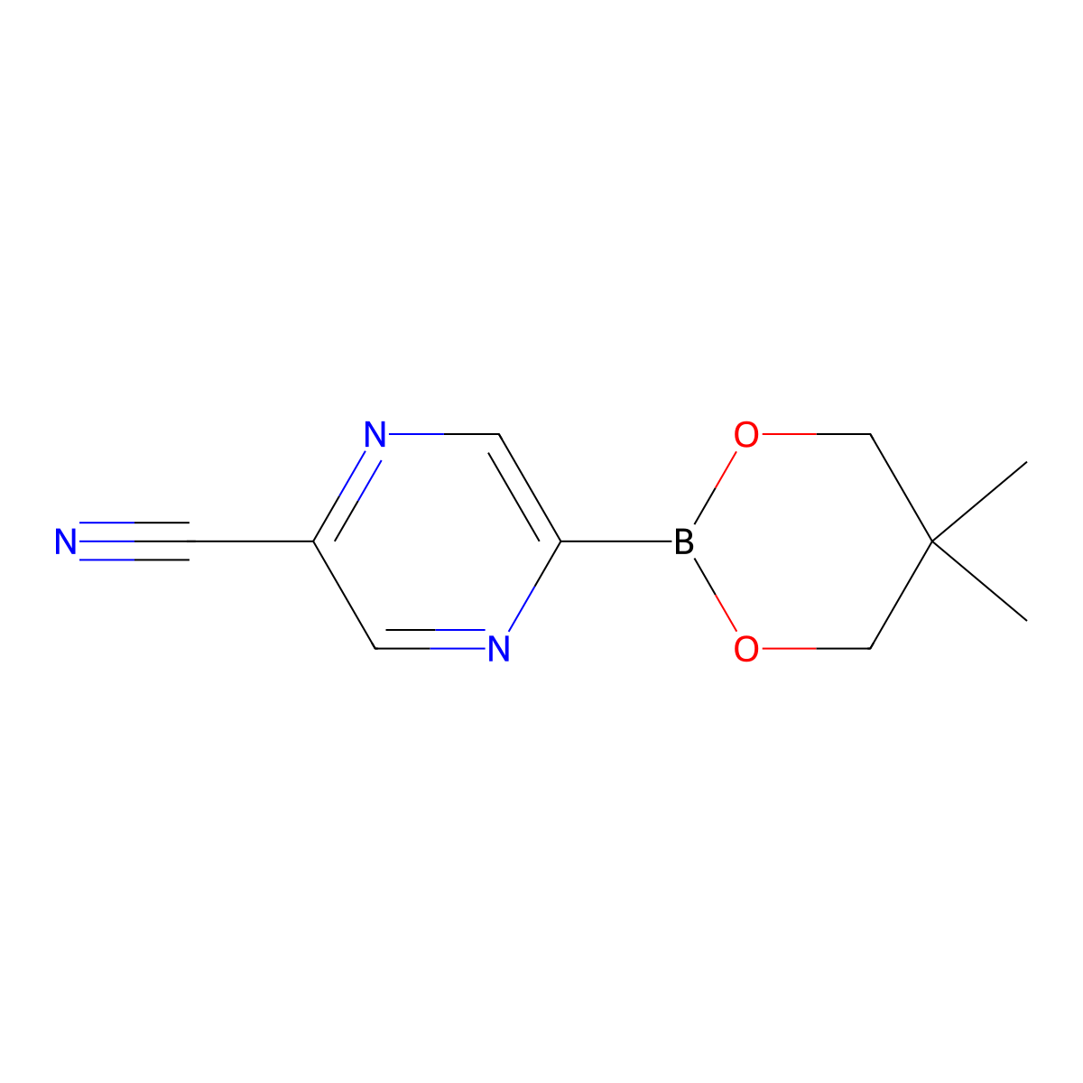 5-Cyanopyrazine-2-boronic acid neopentylglycol ester molecular structure, CAS 2223032-99-1