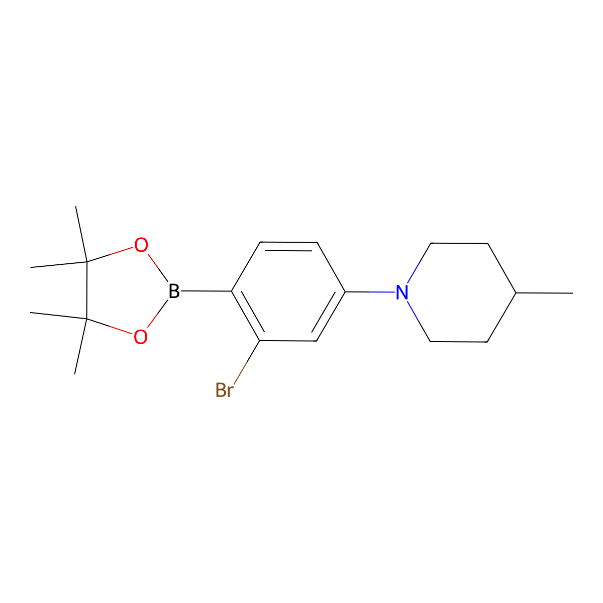 2-Bromo-4-(4-methylpiperidin-1-yl)phenylboronic acid pinacol ester molecular structure, CAS 2223033-02-9