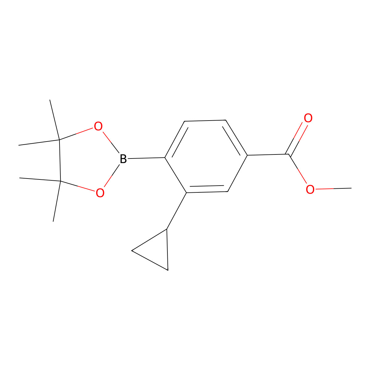 2-Cyclopropyl-5-(methoxycarbonyl)phenylboronic acid pinacol ester molecular structure, CAS 2223033-14-3