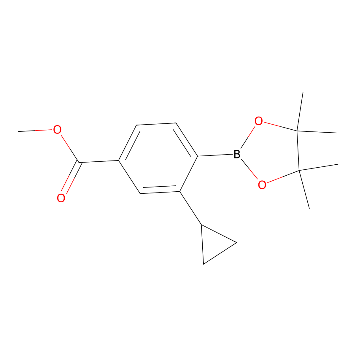 2-Cyclopropyl-5-(methoxycarbonyl)phenylboronic acid pinacol ester molecular structure, CAS 2223033-14-3