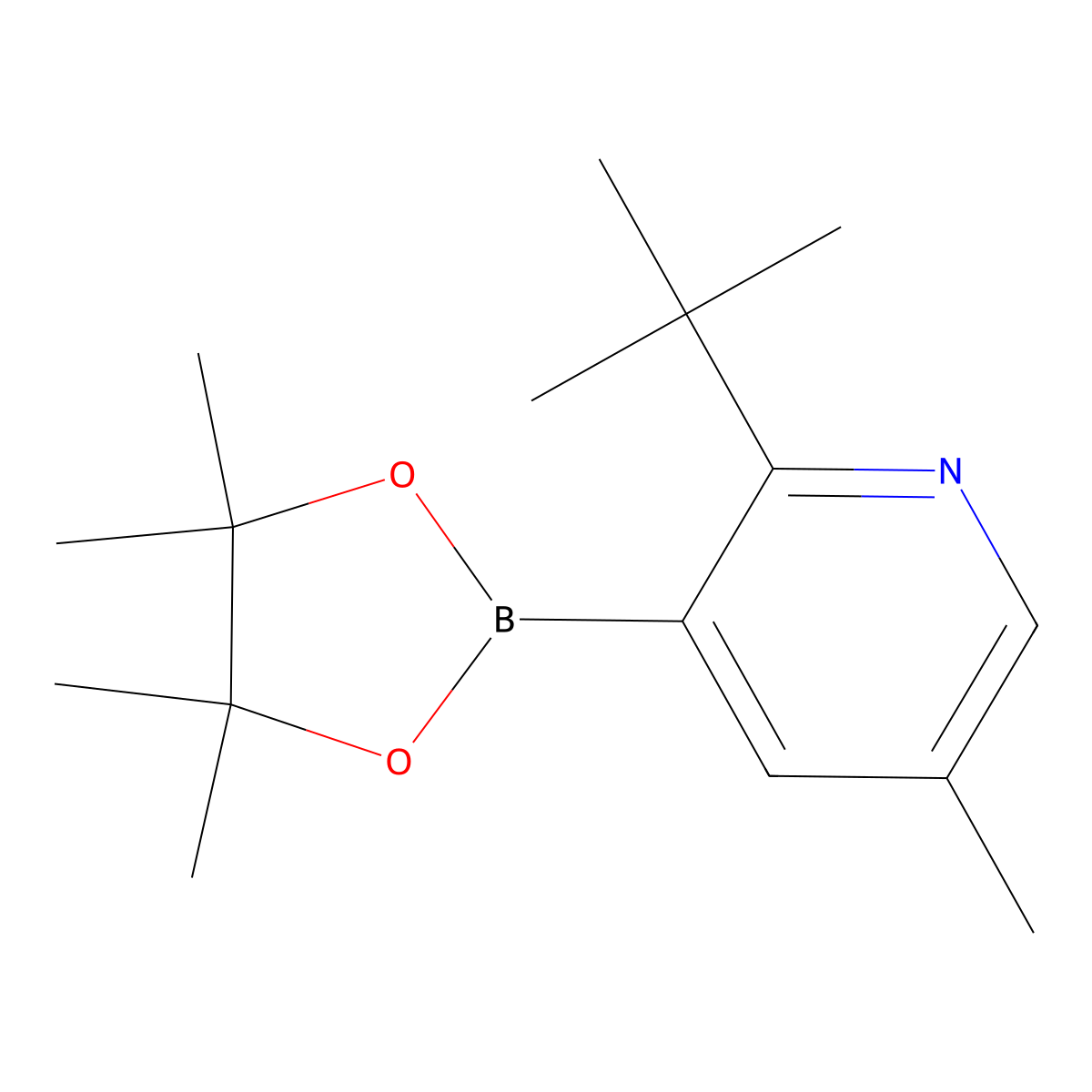 5-Methyl-2-(tert-butyl)pyridine-3-boronic acid pinacol ester molecular structure, CAS 2223033-18-7