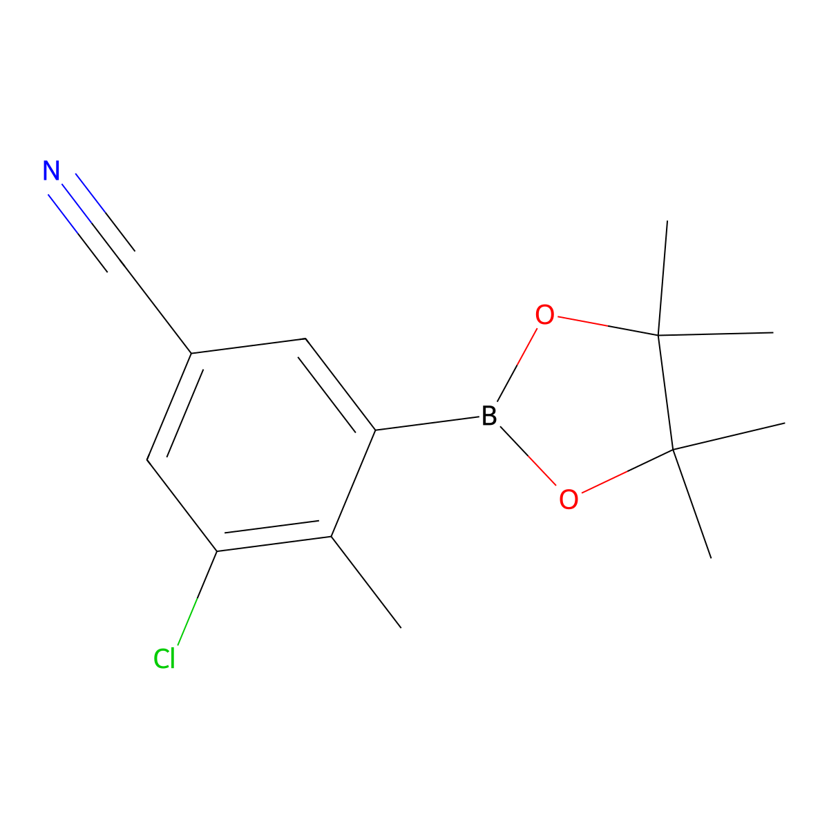 3-Chloro-2-methyl-5-cyanophenylboronic acid pinacol ester molecular structure, CAS 2223033-24-5