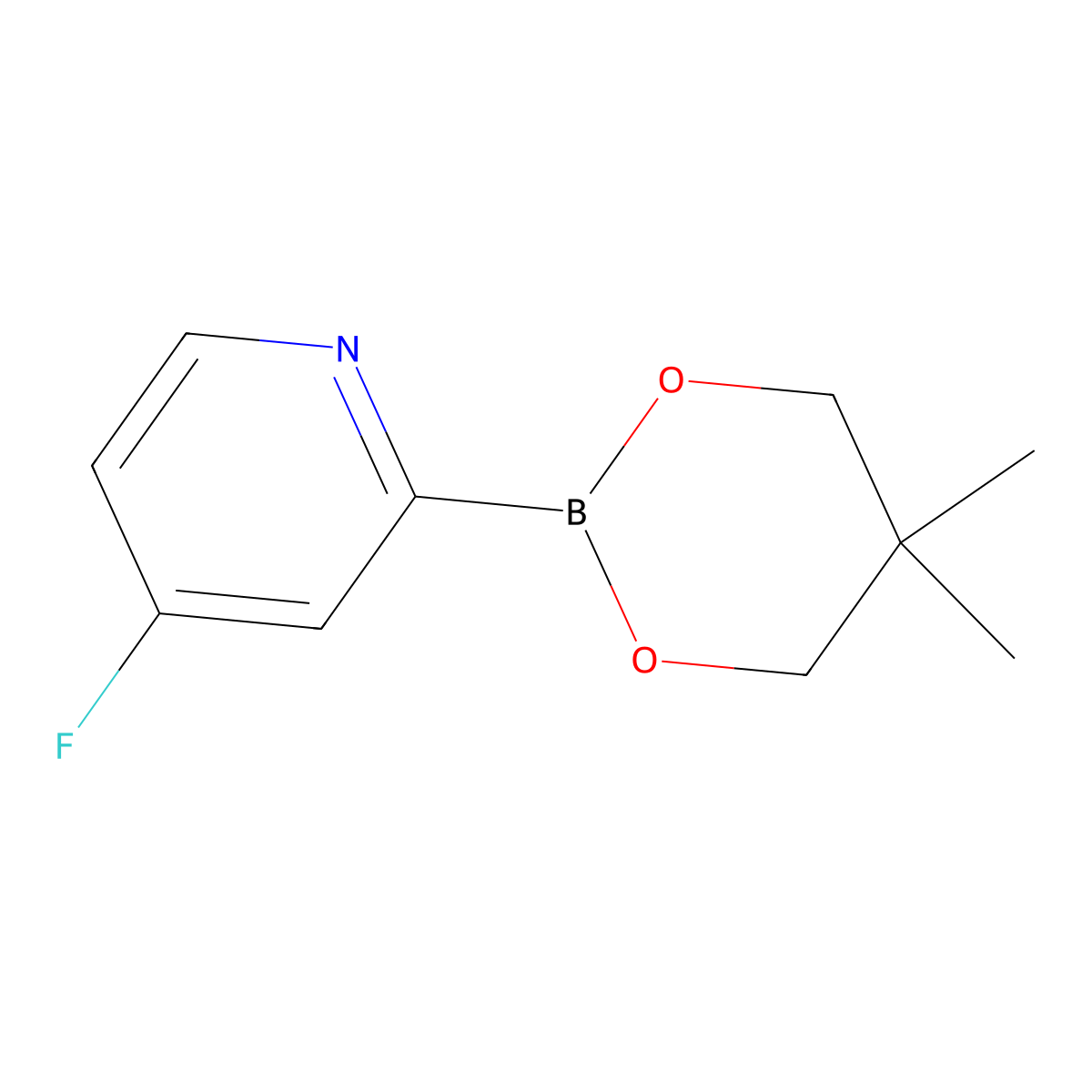 4-Fluoropyridine-2-boronic acid neopentylglycol ester molecular structure, CAS 2223033-30-3