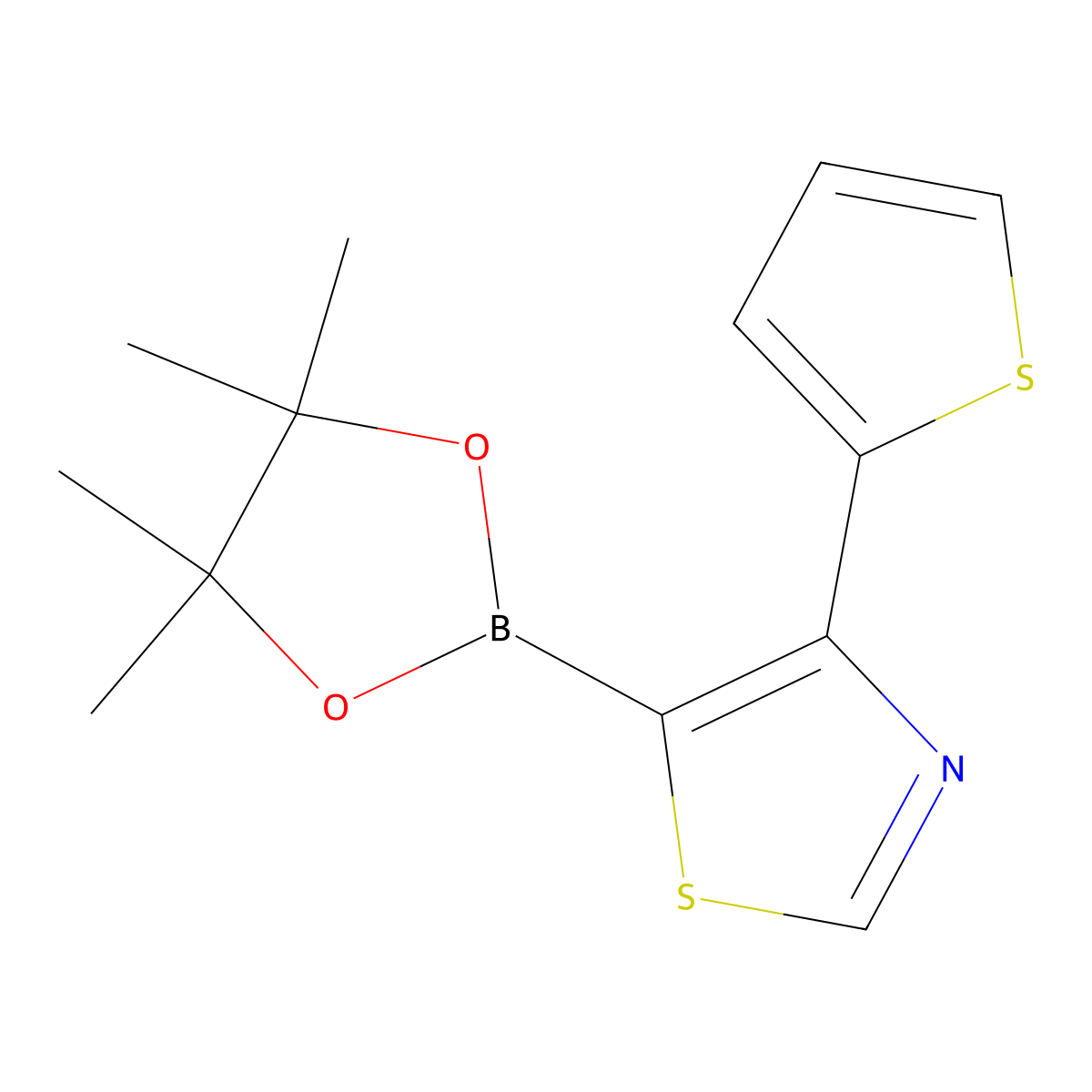 4-(2-Thienyl)thiazole-5-boronic acid pinacol ester molecular structure, CAS 2223033-34-7