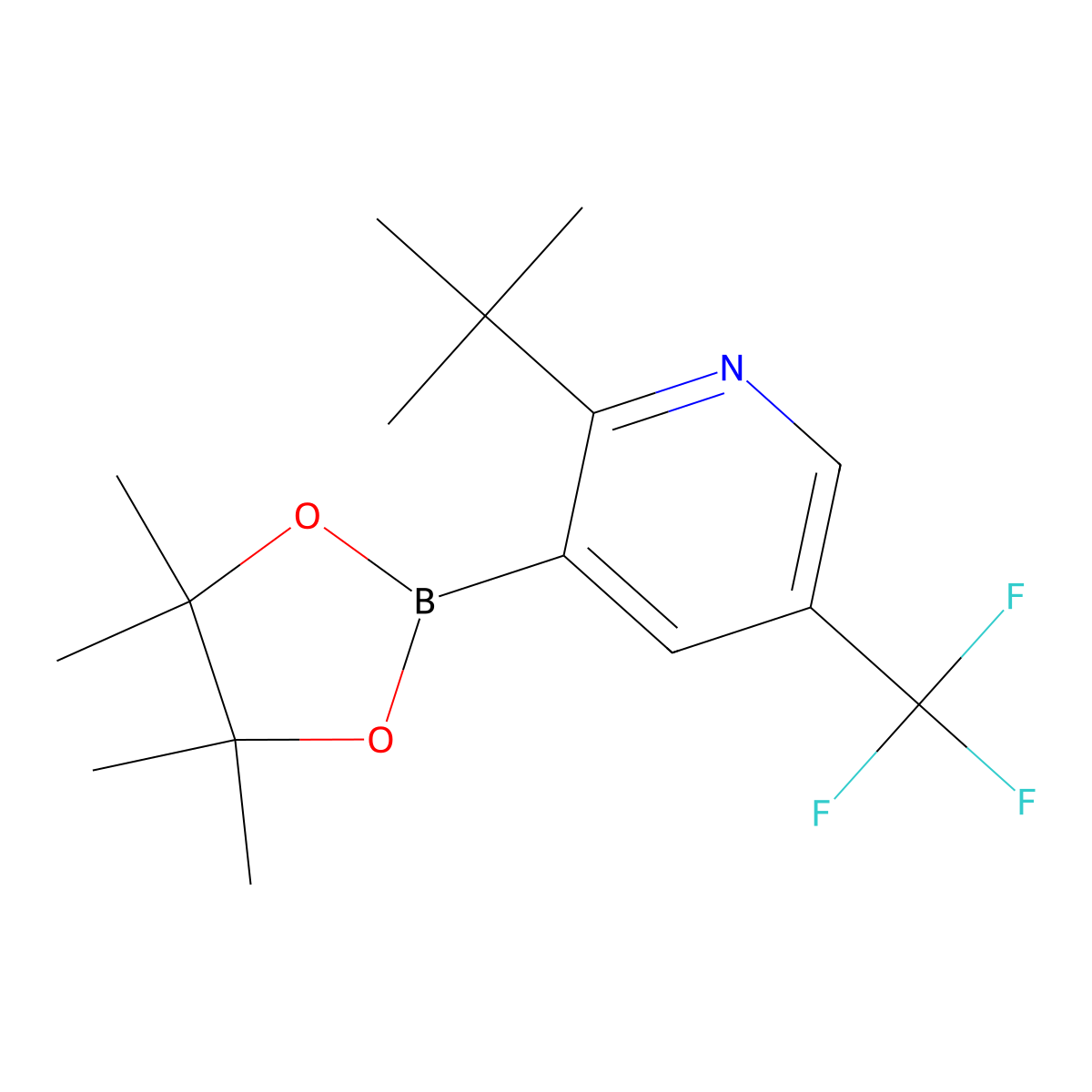 2-(tert-Butyl)-5-trifluoromethylpyridine-3-boronic acid pinacol ester molecular structure, CAS 2223033-35-8