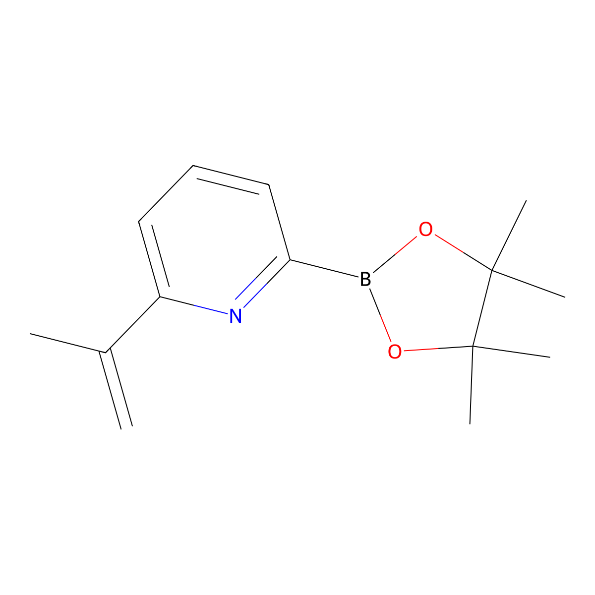 2-(Prop-1-EN-2-YL)-6-(4,4,5,5-tetramethyl-1,3,2-dioxaborolan-2-YL)pyridine molecular structure, CAS 2223033-36-9