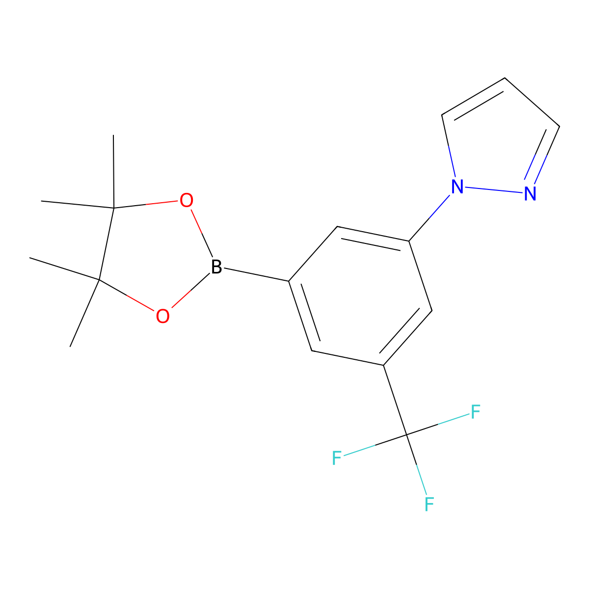 3-Trifluoromethyl-5-(1H-pyrazol-1-yl)phenylboronic acid pinacol ester molecular structure, CAS 2223033-39-2
