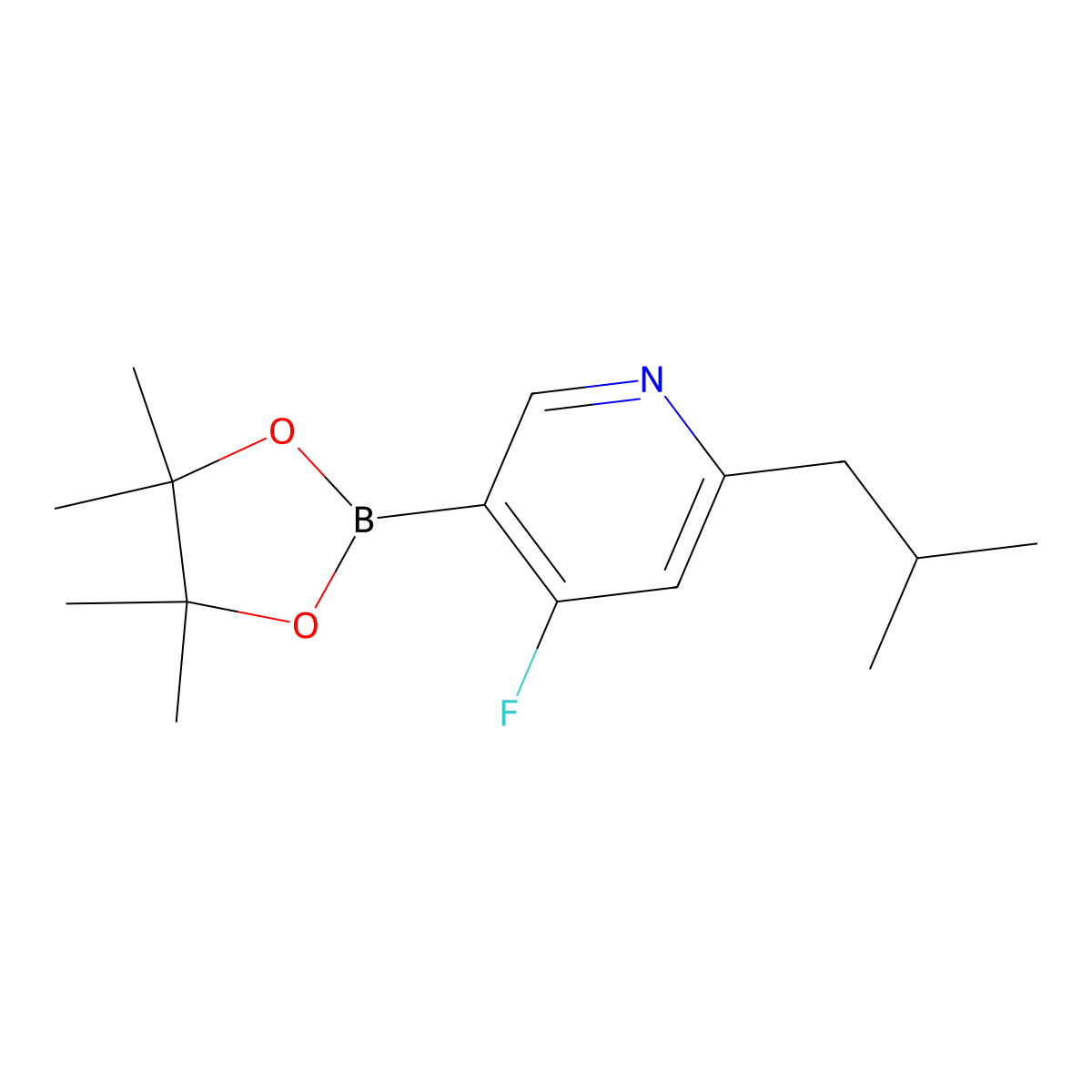 4-Fluoro-2-isobutyl-5-(4,4,5,5-tetramethyl-1,3,2-dioxaborolan-2-yl)pyridine molecular structure, CAS 2223033-45-0
