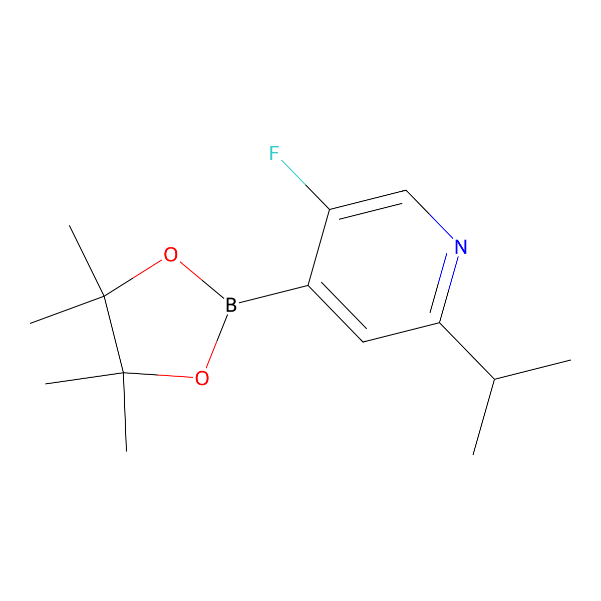 5-Fluoro-2-isopropyl-4-(4,4,5,5-tetramethyl-1,3,2-dioxaborolan-2-yl)pyridine molecular structure, CAS 2223033-51-8