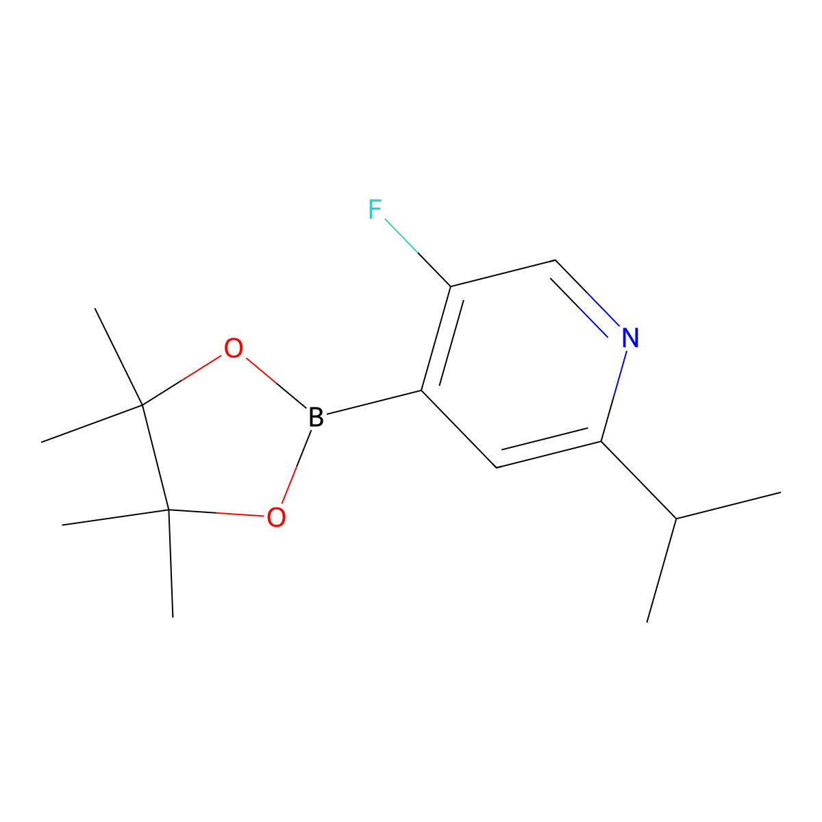 5-Fluoro-2-isopropyl-4-(4,4,5,5-tetramethyl-1,3,2-dioxaborolan-2-yl)pyridine molecular structure, CAS 2223033-51-8
