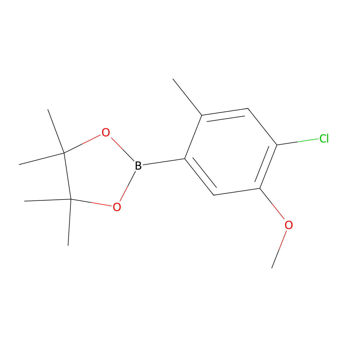4-Chloro-5-methoxy-2-methylphenylboronic acid pinacol ester molecular structure, CAS 2223033-54-1