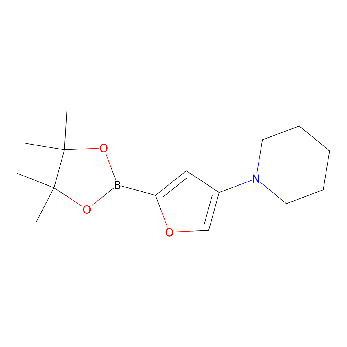 4-(Piperidino)furan-2-boronic acid pinacol ester molecular structure, CAS 2223033-55-2