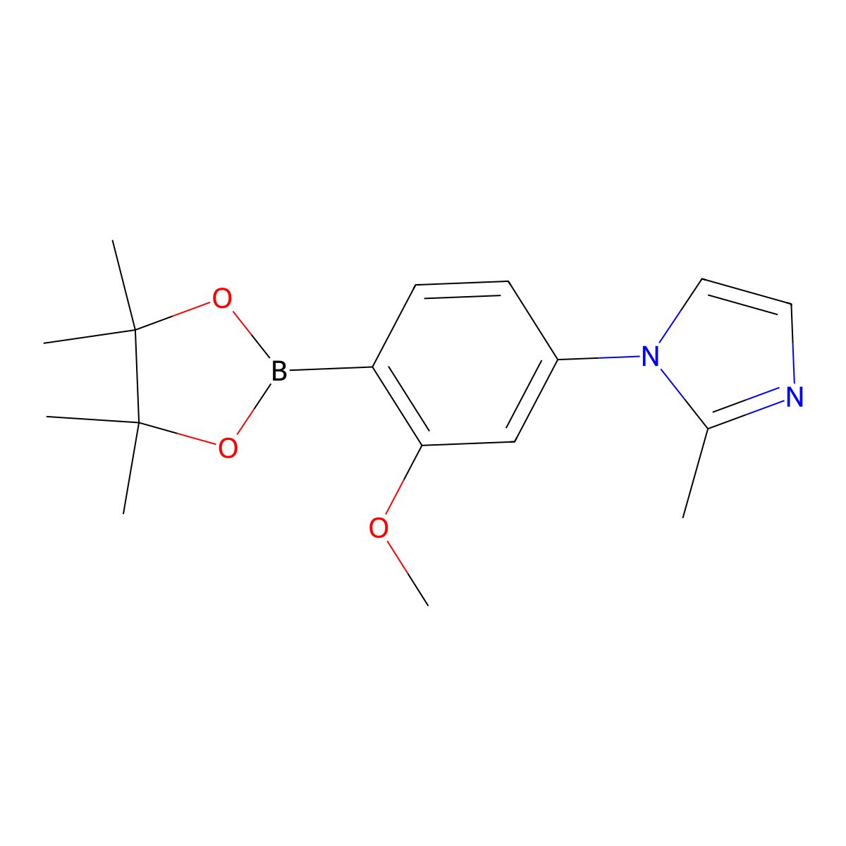 2-Methoxy-4-(2-methylimidazol-yl)phenylboronic acid pinacol ester molecular structure, CAS 2223033-57-4
