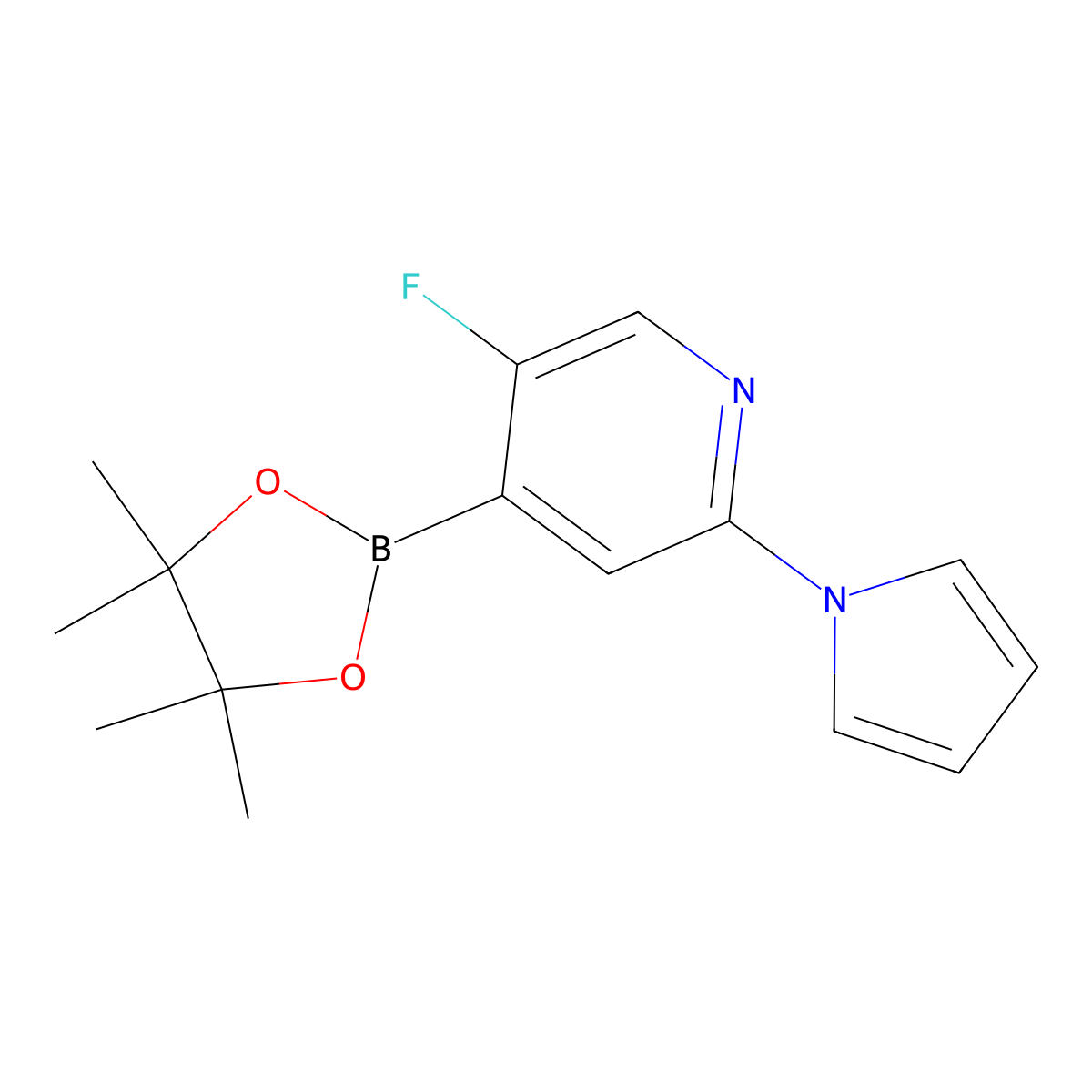 5-Fluoro-2-(1H-pyrrol-1-yl)pyridine-4-boronic acid pinacol ester molecular structure, CAS 2223033-66-5