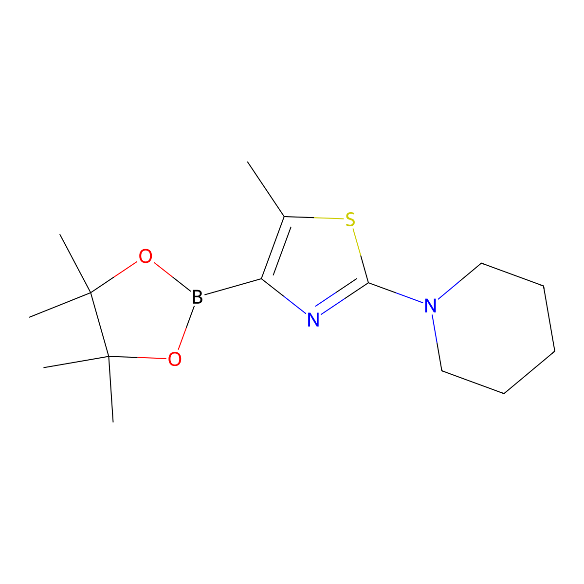 5-Methyl-2-(piperidino)thiazole-4-boronic acid pinacol ester molecular structure, CAS 2223033-69-8