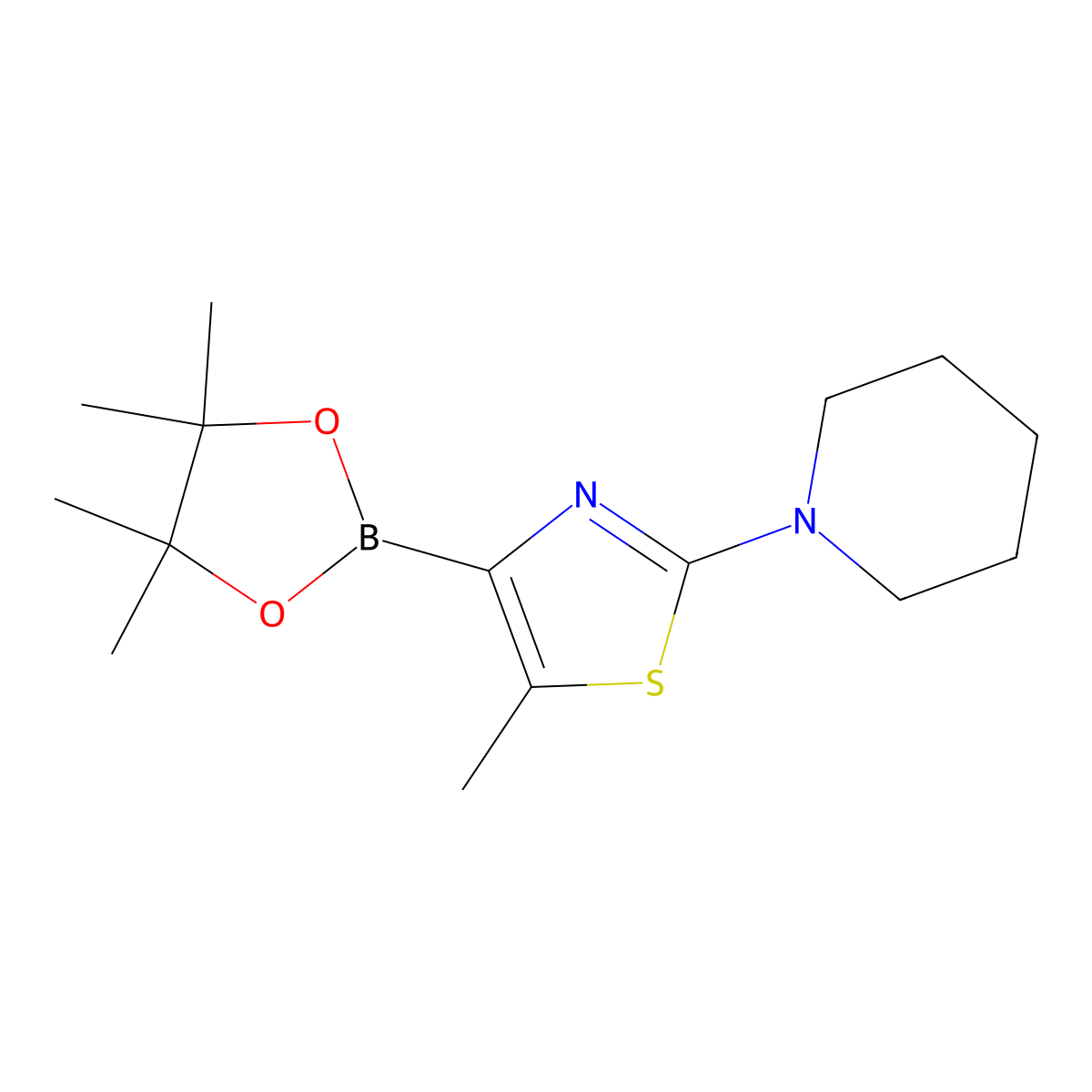 5-Methyl-2-(piperidino)thiazole-4-boronic acid pinacol ester molecular structure, CAS 2223033-69-8