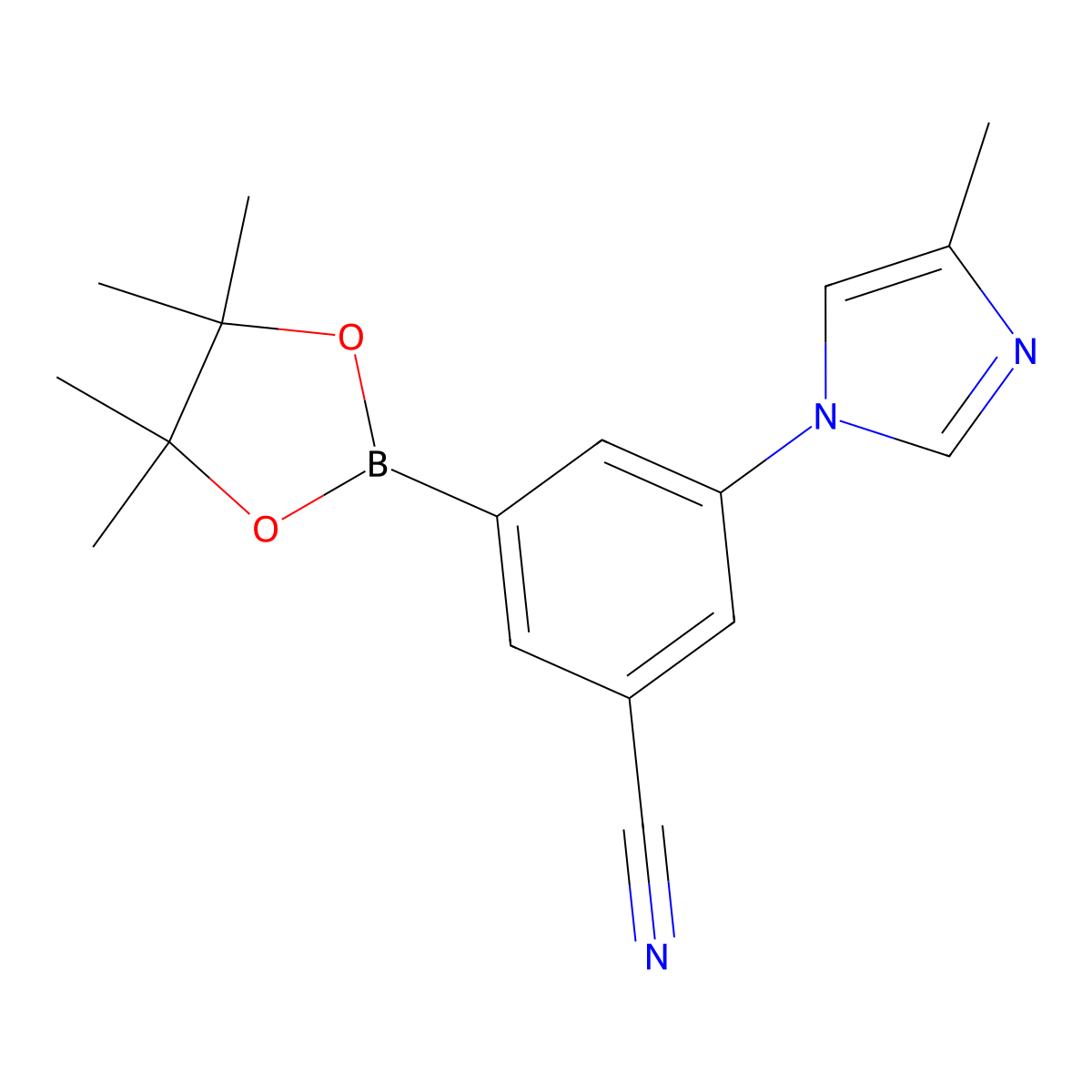 3-Cyano-5-(4-methylimidazol-1-yl)phenylboronic acid pinacol ester molecular structure, CAS 2223033-70-1