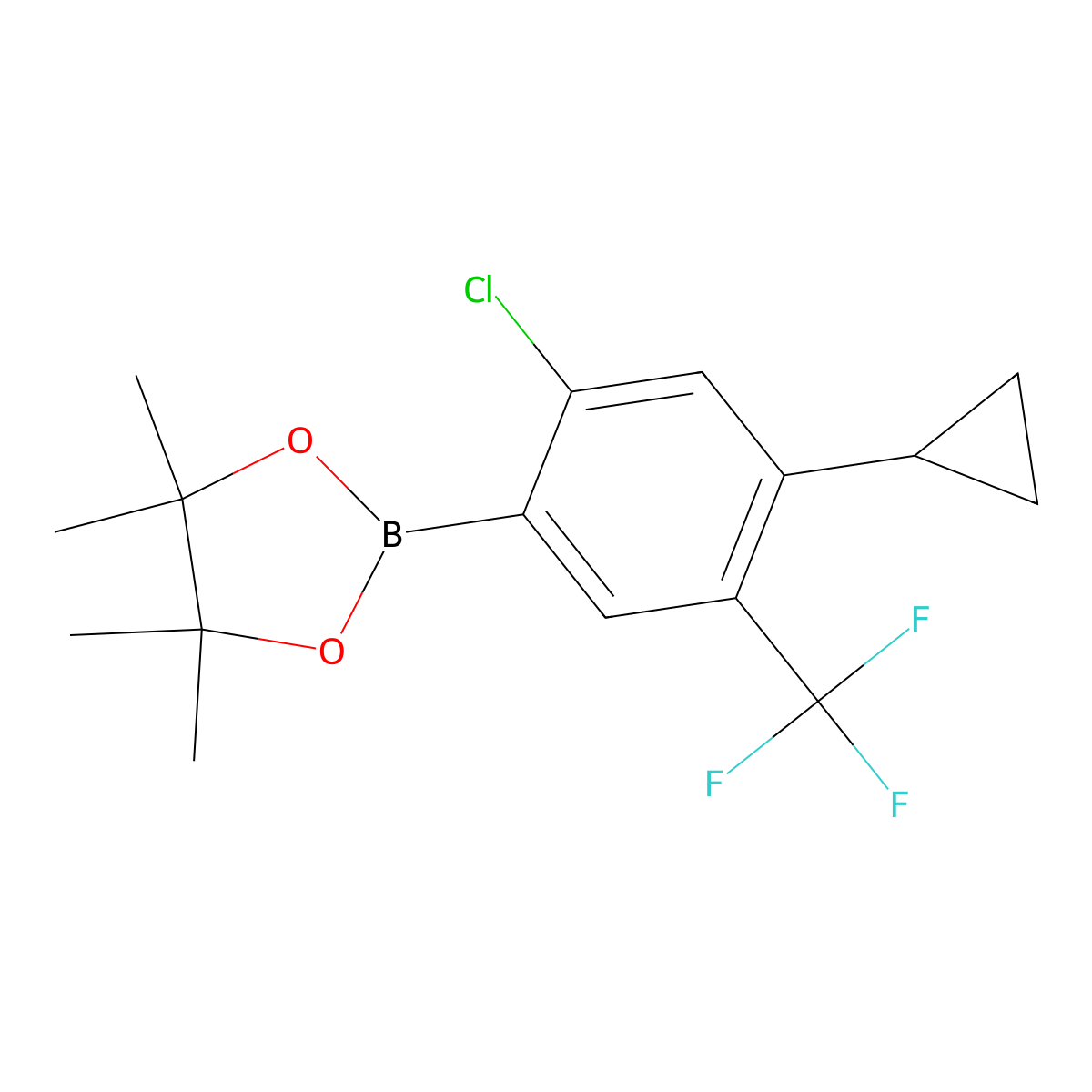 2-Chloro-5-trifluoromethyl-4-cyclopropylphenylboronic acid pinacol ester molecular structure, CAS 2223033-71-2