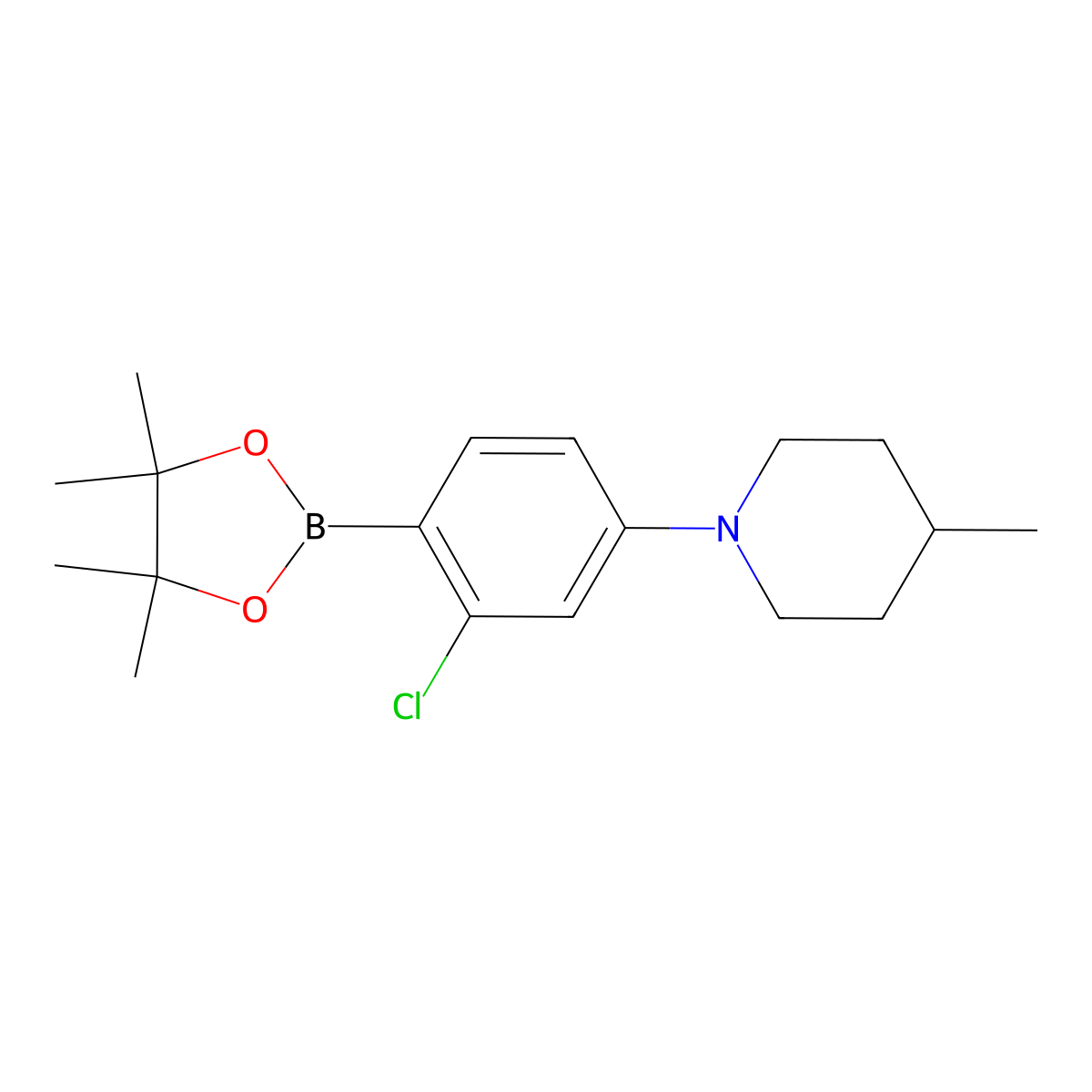 2-Chloro-4-(4-methylpiperidin-1-yl)phenylboronic acid pinacol ester molecular structure, CAS 2223033-75-6