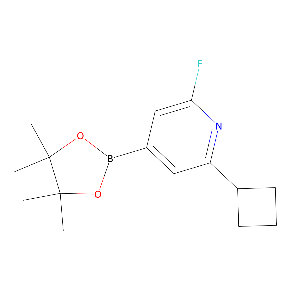 2-Cyclobutyl-6-fluoro-4-(4,4,5,5-tetramethyl-1,3,2-dioxaborolan-2-yl)pyridine molecular structure, CAS 2223033-76-7