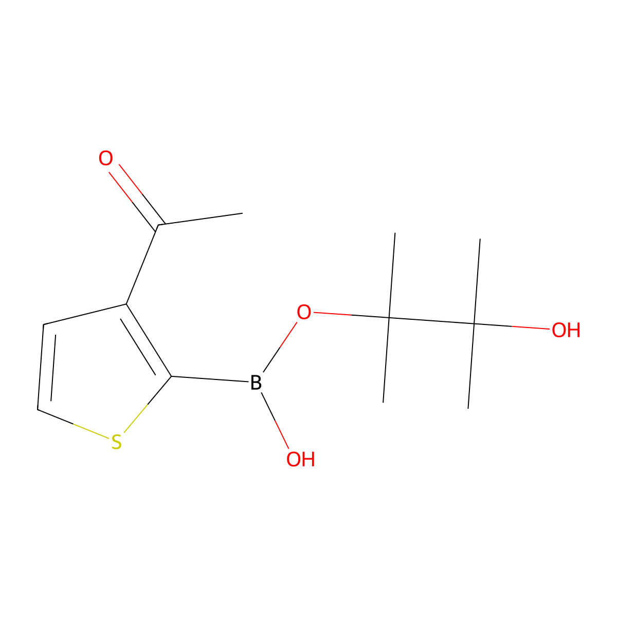 3-Hydroxy-2,3-dimethylbutan-2-yl hydrogen (3-acetylthiophen-2-yl)boronate molecular structure, CAS 2223033-77-8