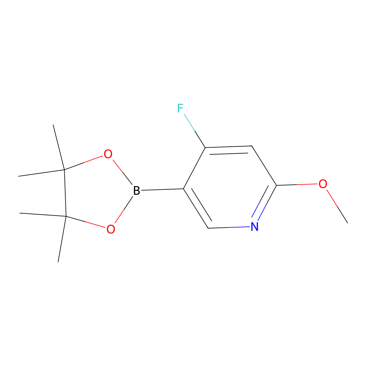 4-Fluoro-2-methoxy-5-(4,4,5,5-tetramethyl-1,3,2-dioxaborolan-2-yl)pyridine molecular structure, CAS 2223033-80-3