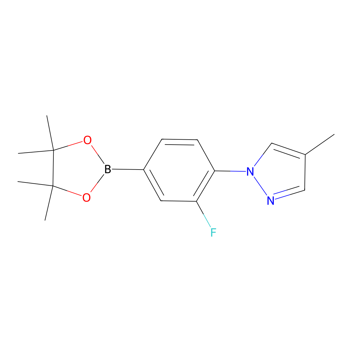 3-Fluoro-4-(4-methyl-1H-pyrazol-1-yl)phenylboronic acid pinacol ester molecular structure, CAS 2223033-81-4