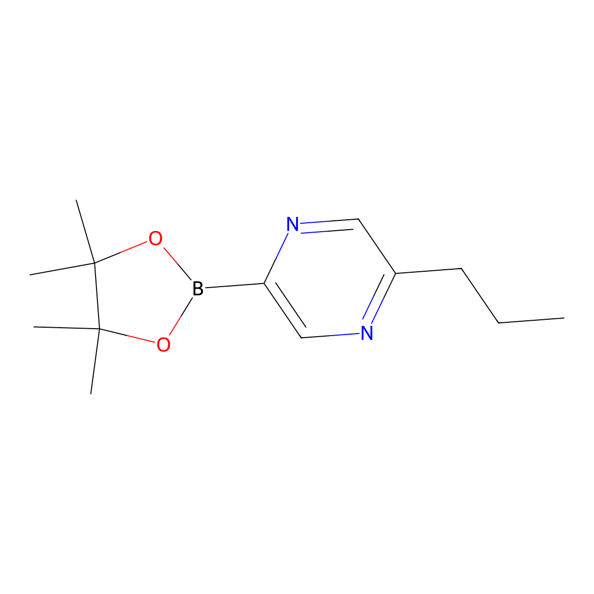 2-Propyl-5-(4,4,5,5-tetramethyl-1,3,2-dioxaborolan-2-yl)pyrazine molecular structure, CAS 2223033-82-5