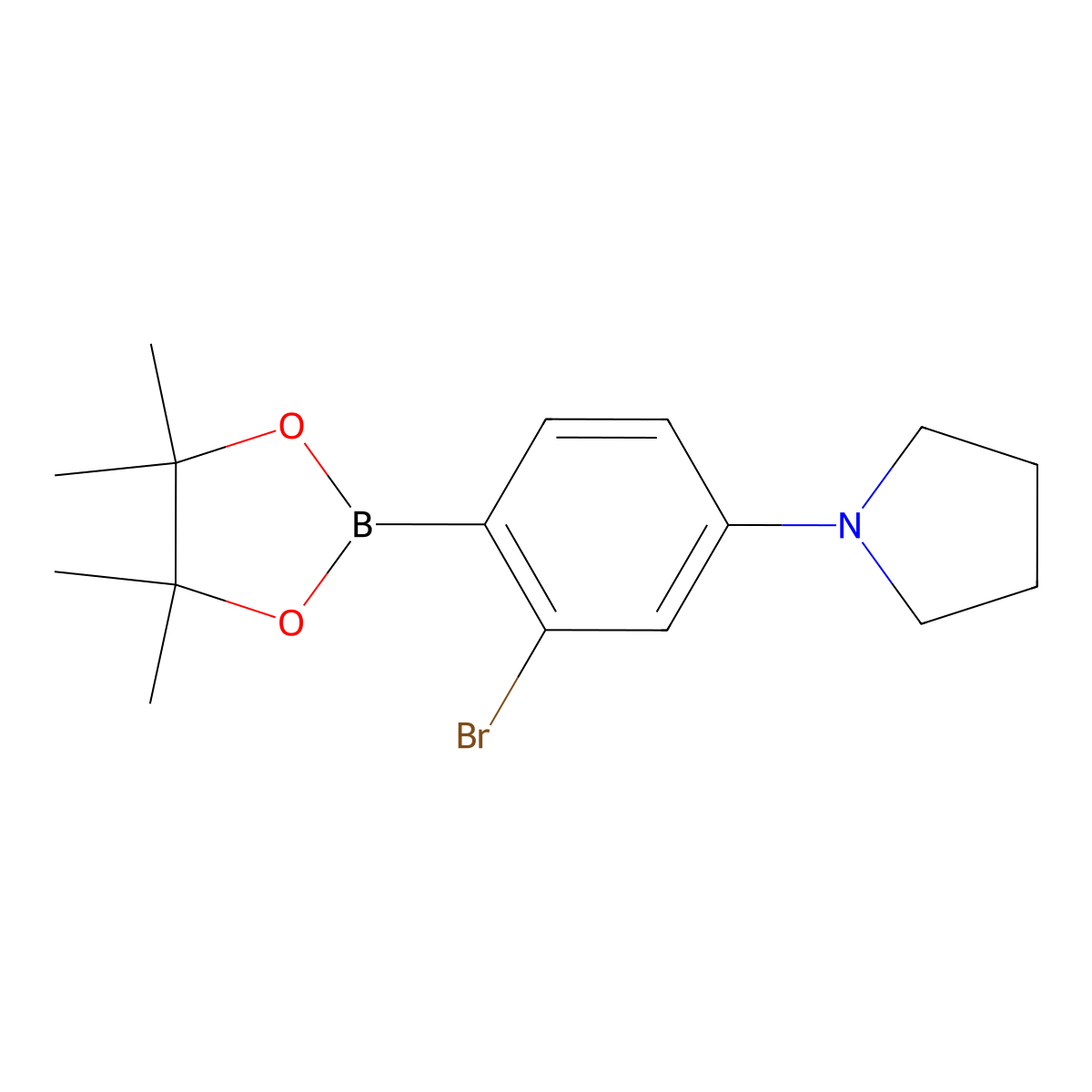 2-Bromo-4-(pyrrolidino)phenylboronic acid pinacol ester molecular structure, CAS 2223033-84-7