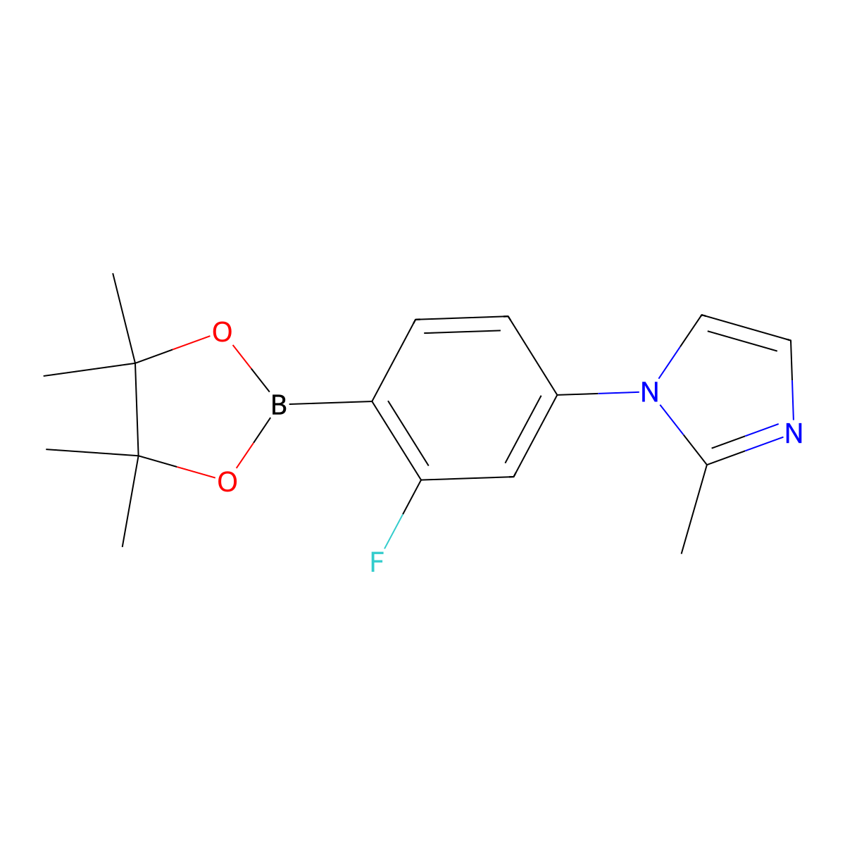 2-Fluoro-4-(2-methylimidazol-1-yl)phenylboronic acid pinacol ester molecular structure, CAS 2223033-90-5