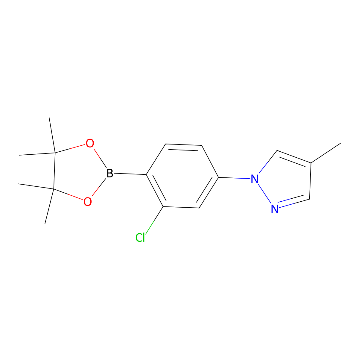 2-Chloro-4-(4-methyl-1H-pyrazol-1-yl)phenylboronic acid pinacol ester molecular structure, CAS 2223034-05-5
