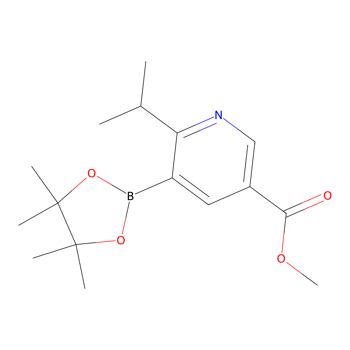 2-(iso-Propyl)-5-(methoxycarbonyl)pyridine-3-boronic acid pinacol ester molecular structure, CAS 2223034-80-6