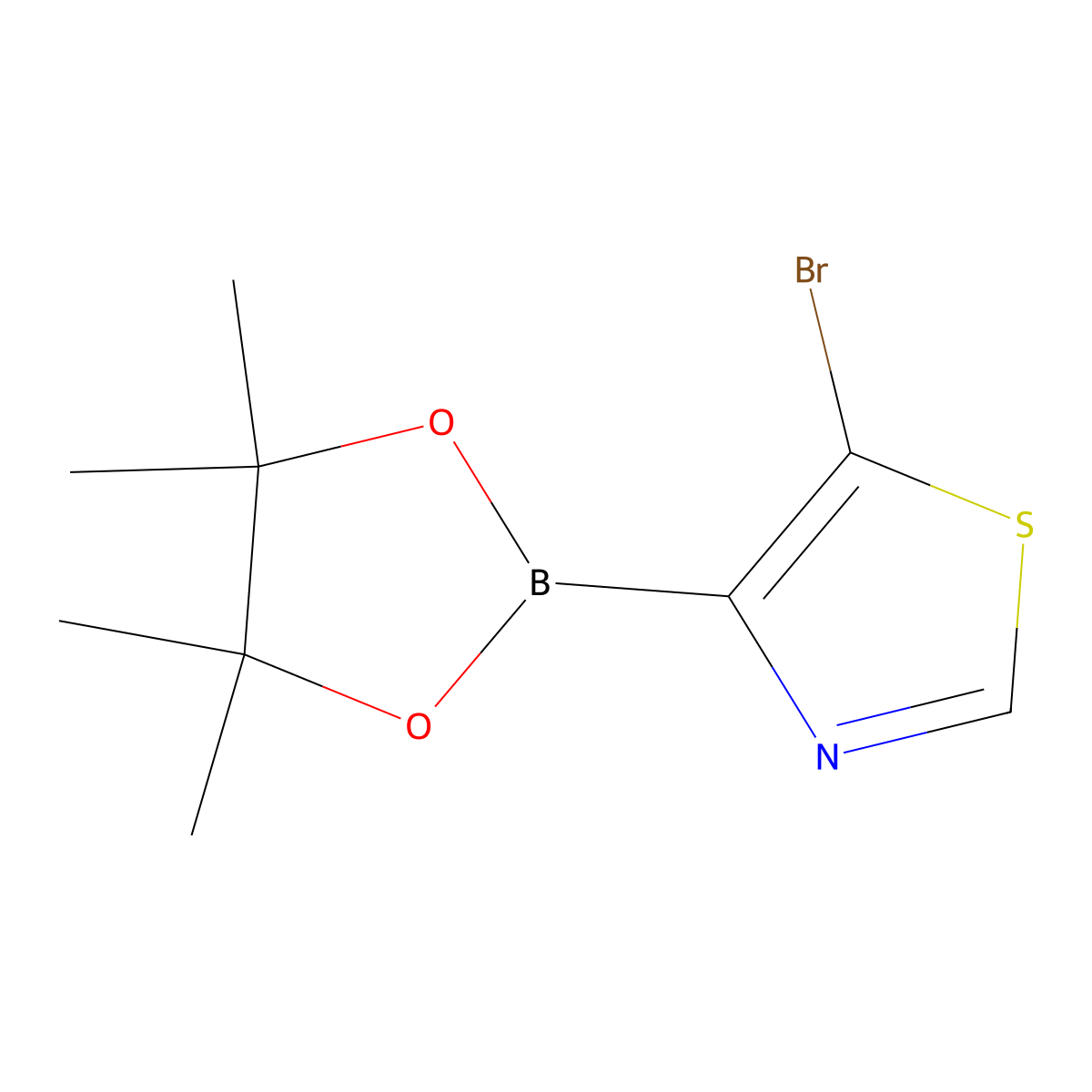 5-Bromothiazole-4-boronic acid pinacol ester molecular structure, CAS 2223034-90-8