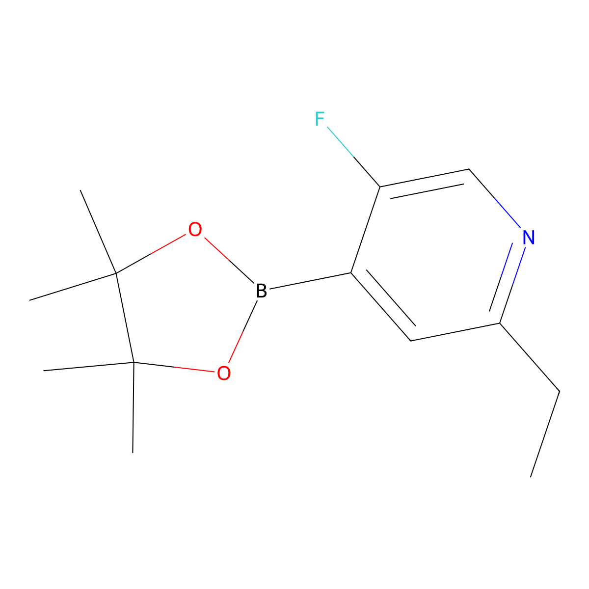 2-Ethyl-5-fluorolpyridine-4-boronic acid pinacol ester molecular structure, CAS 2223034-92-0