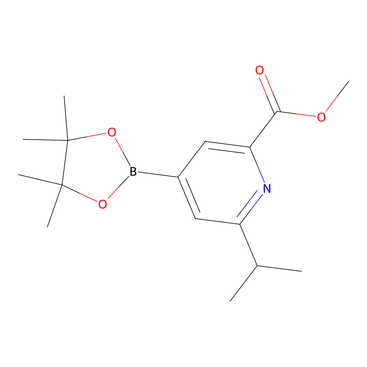2-(iso-Propyl)-6-(methoxycarbonyl)pyridine-4-boronic acid pinacol ester molecular structure, CAS 2223034-93-1