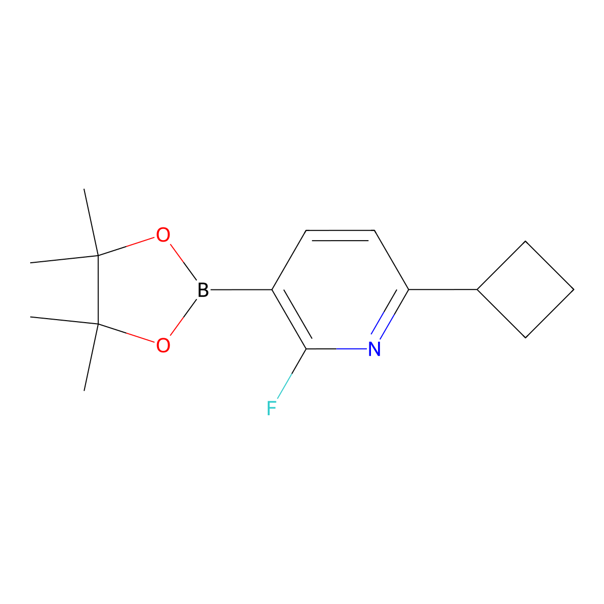 2-Fluoro-6-(cyclobutyl)pyridine-3-boronic acid pinacol ester molecular structure, CAS 2223034-94-2